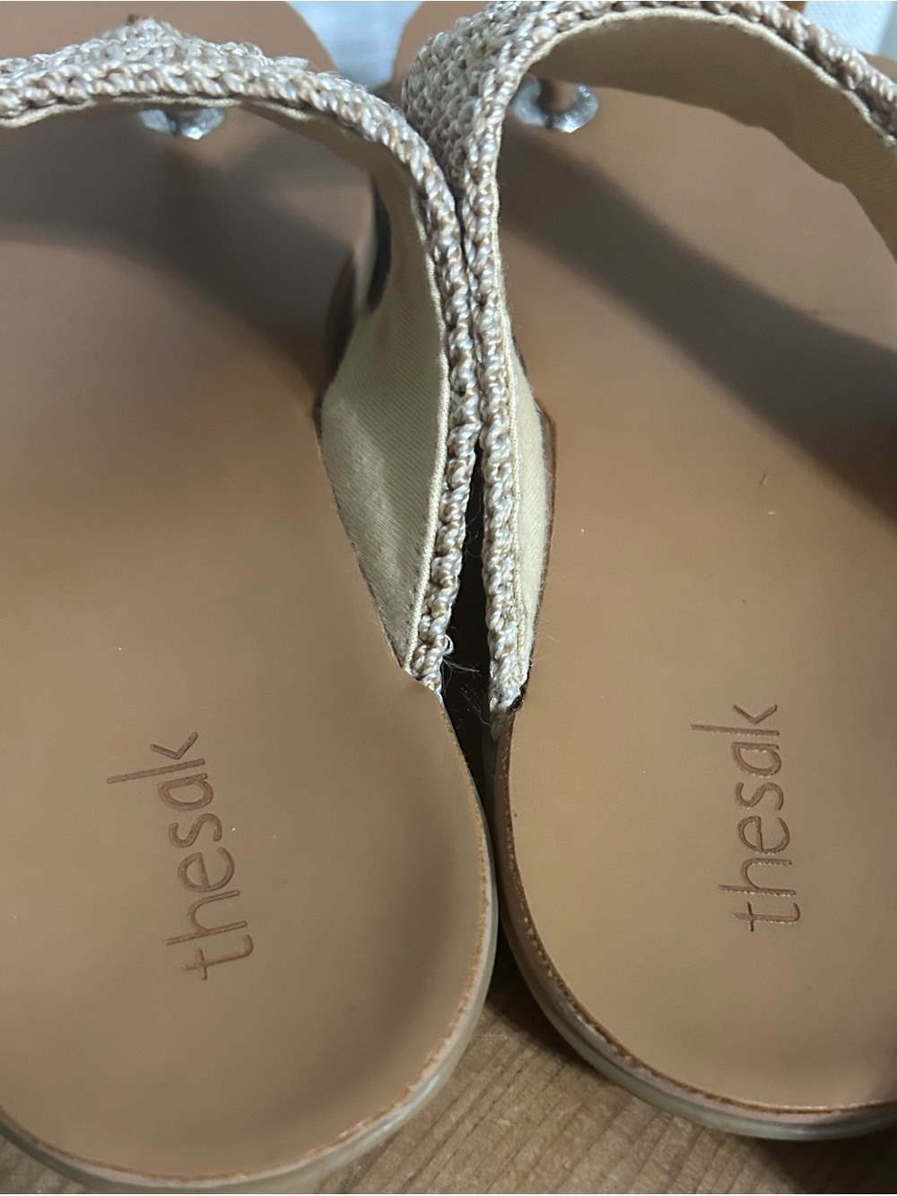 The Sak Beige Crochet Thong Sandals size 7 beach cottagecore earthy - Picture 5 of 9